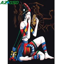 AZQSD современные DIY масляные краски, этнические девушки, краски по номерам, Картина на холсте, украшение дома, ручная краска ed SZYH6079