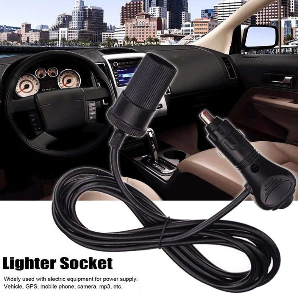 

12V Car Cigarette Lighter Extension Cable Plug Accessory Wire Adapter Cord Lead Socket Black Connector