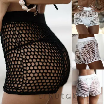 

2019 Summer Women Hollow Out Lace Solid High Waist Causal Swimwear Cover Up Shorts Special Offer