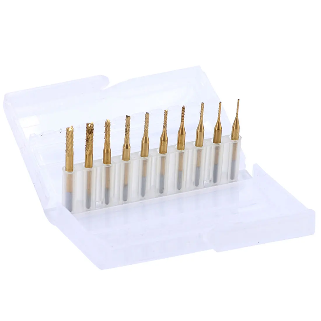 

0.8-3.175mm 10pcs Titanium Coated Carbide End Milling Cutter Engraving Edge Cutter CNC Router Bits End Mill for PCB Machine