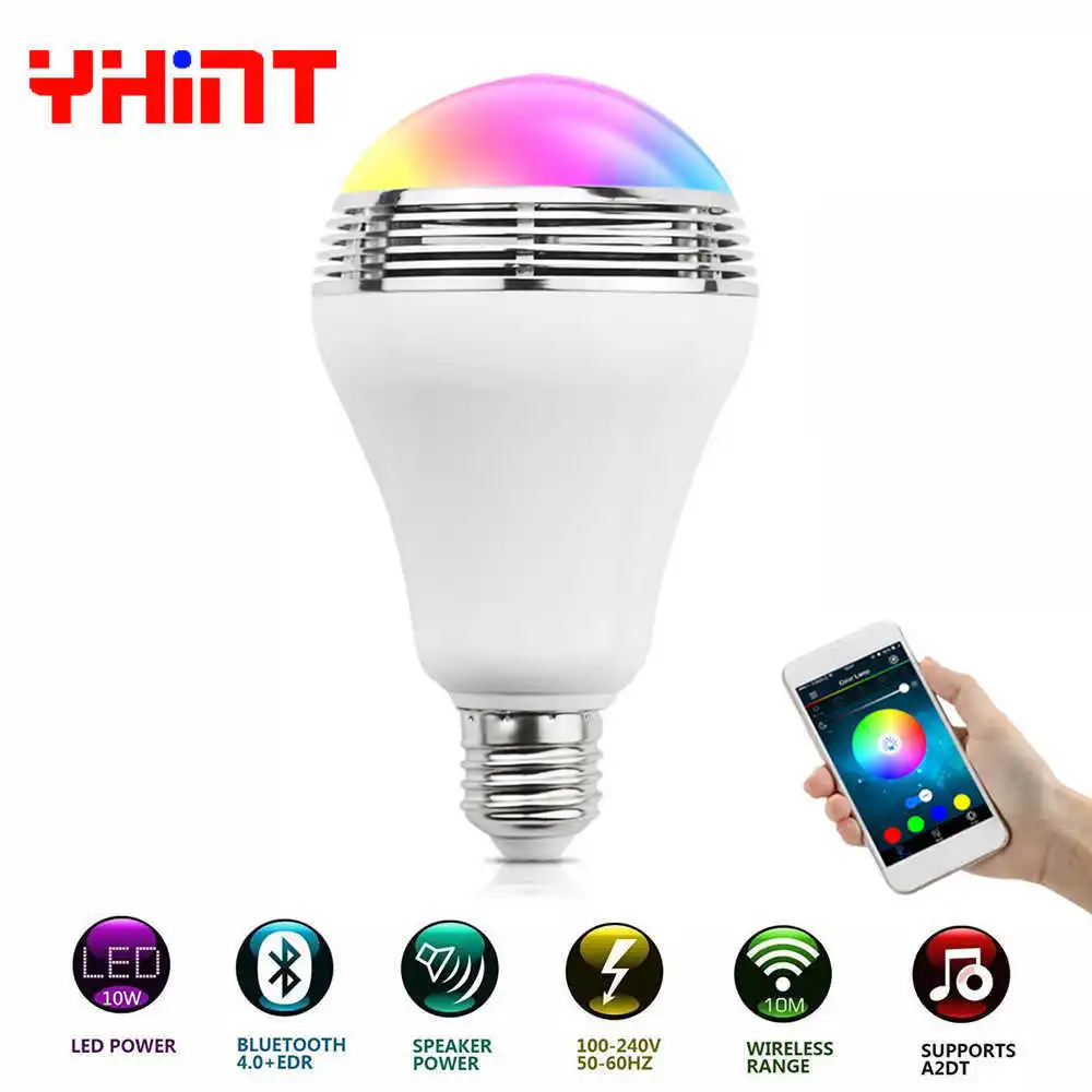 E27 10 Вт Беспроводная bluetooth колонка умная RGBW цветная лампа для воспроизведения