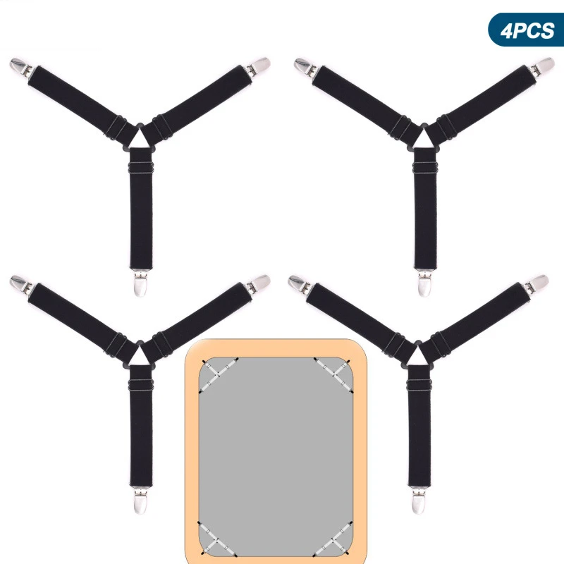 

4Pcs Elastic Bed Sheet Grippers Clip Mattress Cover Blankets Holder Fasteners Slip-Resistant Belt Clips Home Textiles Gadgets