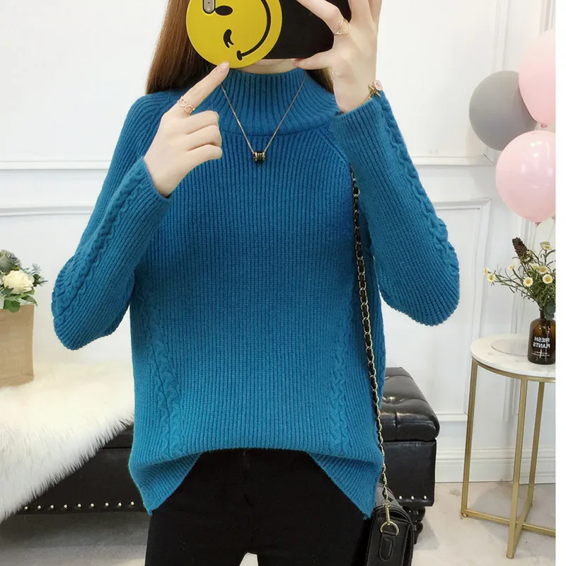 

PEONFLY Plus Size Women Turtleneck Winter Sweater Women Solid Long Sleeve Knitted Women Sweaters Pullovers Female Jumper Tops