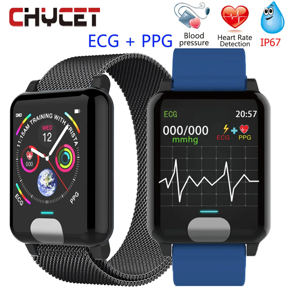 Chycet фитнес-браслет ЭКГ PPG кровяное давление Смарт-часы для женщин пульсометр фитнес-браслет трекер активности для взрослых