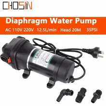 Mini bomba diafragma elétrica para água, levantamento de 20m, 35psi, 110v/220v ac, interruptor de pressão automático de alto fluxo doméstico