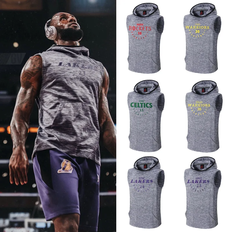 

USA Basketball Sports Hoodies Irving/James/Bryant training suit leisure loose sleeveless hooded basketball training Sweatshirt