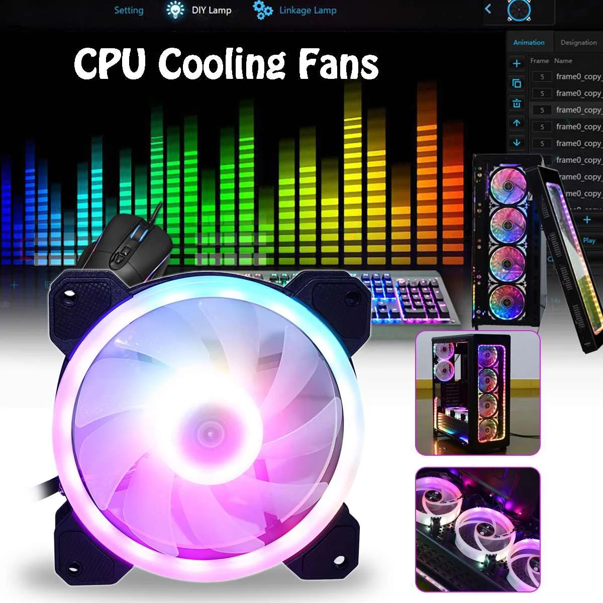 

S SKYEE 1PC Computer 120mm LED Fan Water Cooler Silent 120 mm Fan Cool Multiple Backlit Displaying CPU Cooling Fans