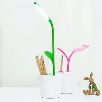 

Originality Desk Lamp USB Charging With Pen Container Lovely Plant Modelling LED Eyeshield Table Lamp Fold Study Reading Light