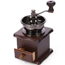 Ретро деревянная ручная кофейная мельница с керамическим жерновом