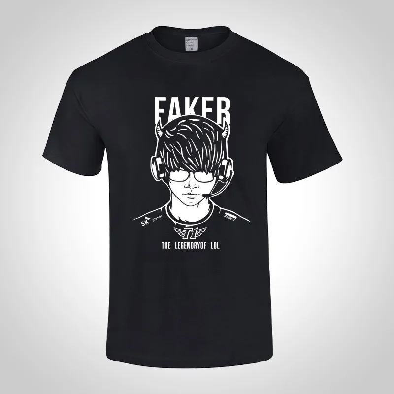 2019 игровая Лига Легенд Чемпион LCK команда SKT FAKER футболка хлопок с коротким