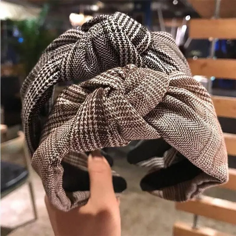 

Korean Grid Width Hairband Fashion Knot Turban Headband For Women Hair Accessories Hair Accessories Bath Yoga Headwear 2019