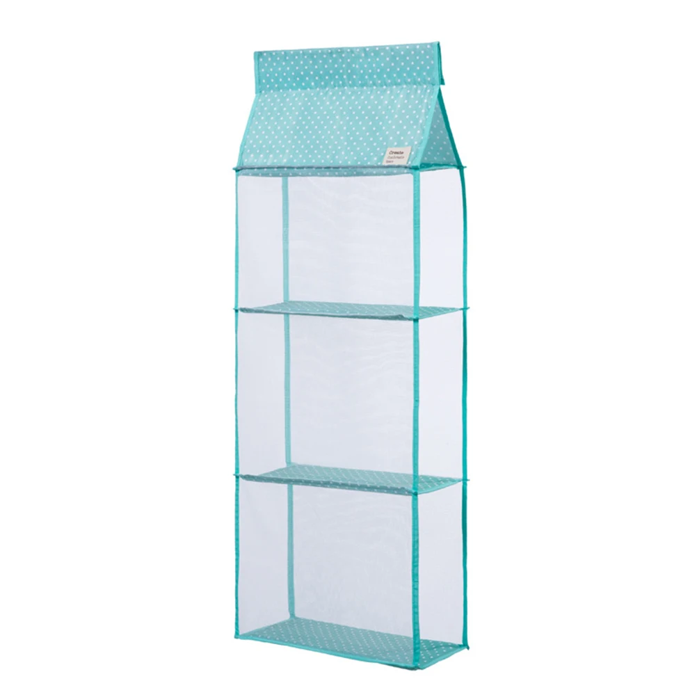 3 Layers Home Hanging Clothes Storage Box Shelves Closet Cubby Sweater Handbag Organizer for Bedroom Bathroom (Blue) | - Цена: 