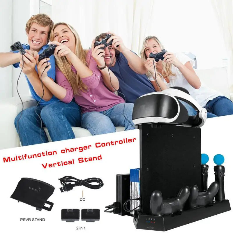 

Multi-function for PS4/SLIM/PRO/VR controller charging stand radiator support charger disc holder for PS4 controller