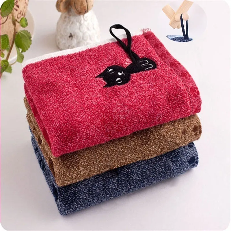 

1/3/5Pcs/set Face Towel Set Cute Kitten Design With Hook 100% Cotton Soft Child Towel Household Home Textile Gift Towel