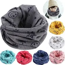 Милый хлопковый шарф для маленьких детей, милый теплый детский шарф с принтом, Детские воротники, осенне-зимний теплый шарф с круглым вырезом