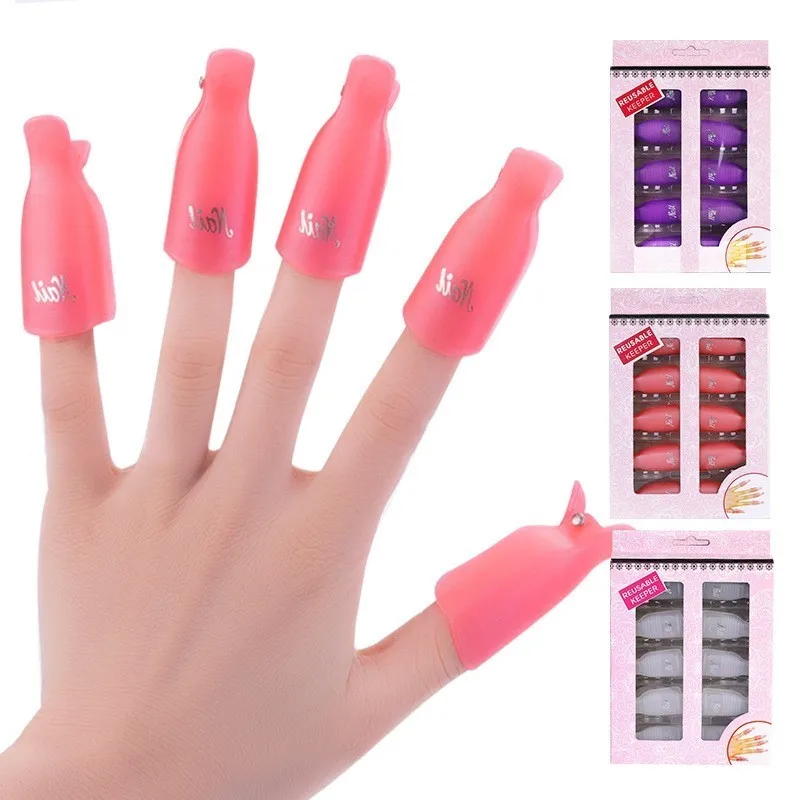 

2019 hot sale 10Pcs Plastic Nail Art Soak Off Cap Clip UV Gel Polish Remover Wrap Tool Wholesale Drop shipping