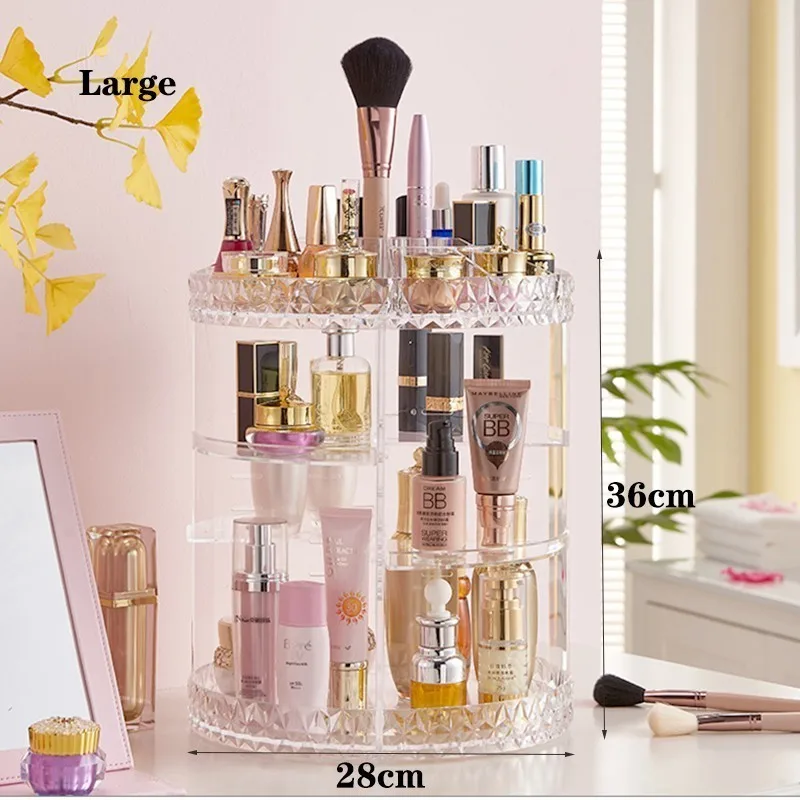 Kopen Acryl Make Organizer Bling Kristal Make Up Borstel Houder 360 Graden Roterende Clear Cosmetische Organizer Makyaj Kutusu