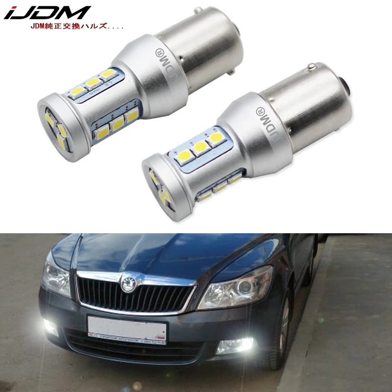 IJDM автомобильный 12 В 1156 светодиодный Canbus OBC S25 BA15S P21W светильник для Skoda Superb Octavia 2 FL