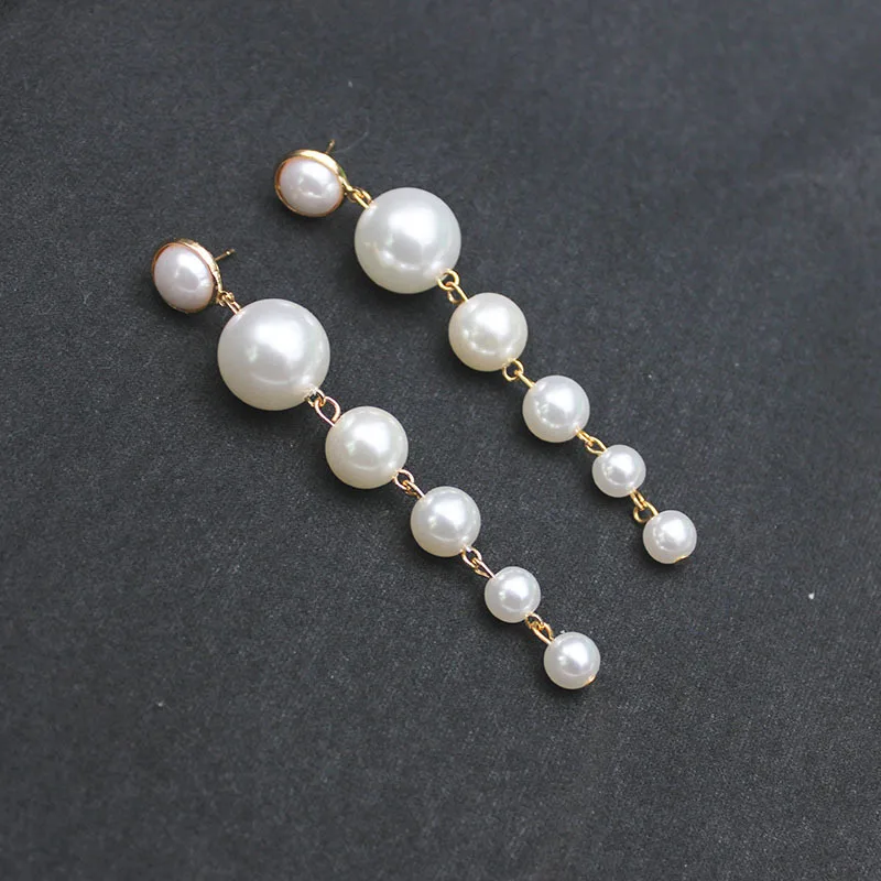 

Peadrglf New Fashion Brand Jewelry Long Pearl Stud Earrings for Women Summer Style Gift Earrings