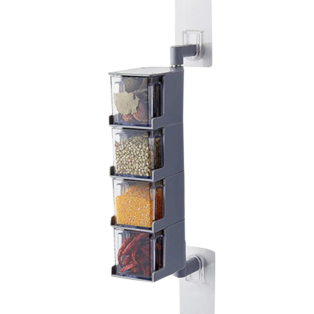 

Rotatable Spice Rack adjustable kitchen gadgets Seasoning Storage Condiment Containers Jar Organizer Wall Mount Set Kitchen Tool