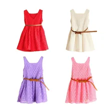Kids Lace Flower Girls Dresses+ Bow Waist Belt For Formal Baby Girl Sleeveless Princess Wedding Dress Children Party Dresses Kids Lace Flower Girls Dresses+ Bow Waist Belt For Formal Baby Girl Sleeveless Princess Wedding Dress Children Party Dresses
