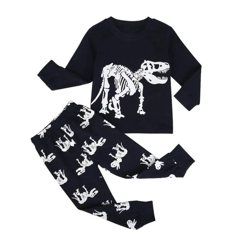 

2019 Spring Kids Clothes Set for Kids Birthday Gift Casual Cotton Home Outfits Boys Fashion Dinosaur Print T-shirt Elastic Pants