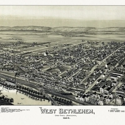 Античная Карта West Bethlehem Пенсильвания 1894 Lehigh графства плакат печать (18x24) | Дом и сад