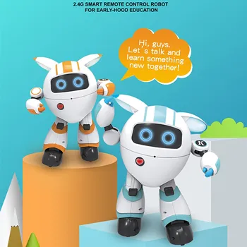

JJRC R14 Round Robot Intelligent Remote Control Support Voice Playing Music Telling Stories LED Light Walk Slide Movement Robots