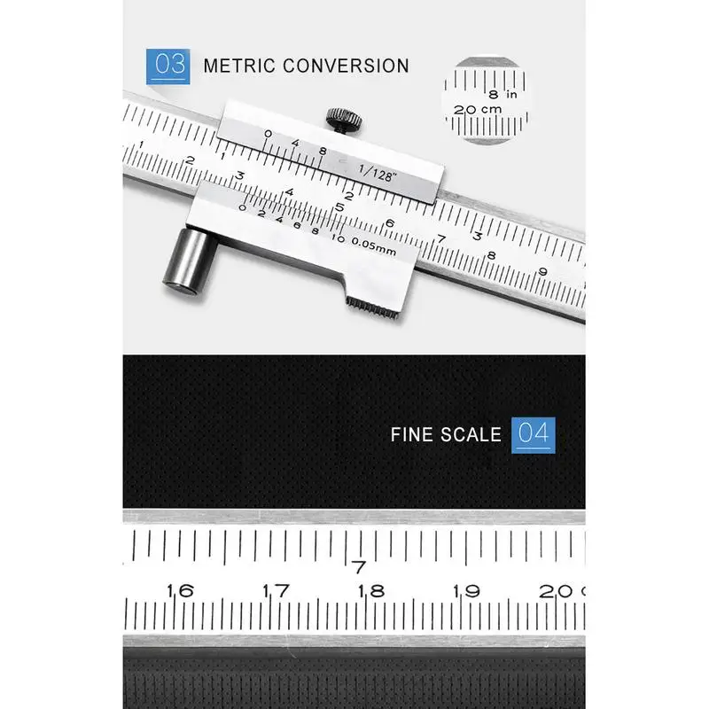 

0-200MM Marking Vernier Caliper with Carbide Scriber Parallel Marking Gauging Ruler Marking Carbon Steel Vernier Caliper Gauge