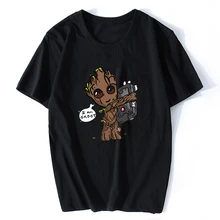 Стражи Галактики летняя футболка Грут футболка Homme из хлопка с О-образным вырезом с коротким рукавом, повседневные футболки Для мужчин 3XL