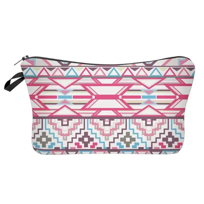 

Fashion Ethnic Women Make up Bags Ladies Portable Geometric Bags and case Print Clutch Cosmetics Storage Makeup Bag