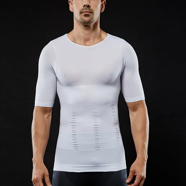 Men's Slimming Shaper Posture Corrector Compression T-Shirts Tummy Control Body Building Fat Burnning Chest Corset 2
