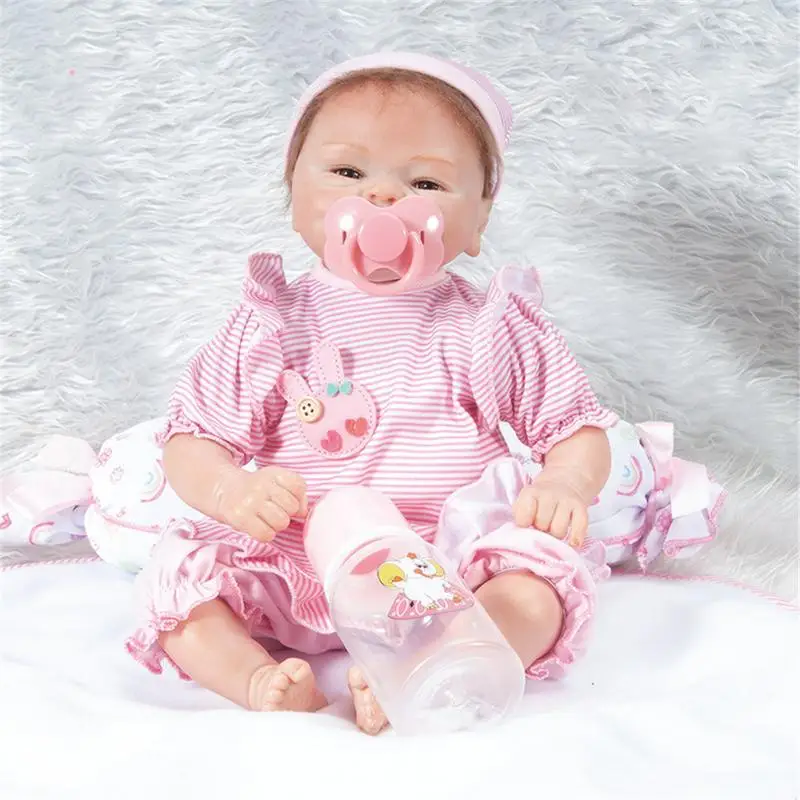 

45cm cute Boneca Reborn Soft Silicone Vinyl Dolls full Silicone Reborn Baby Doll Newborn Lifelike Bebe Reborn Dolls