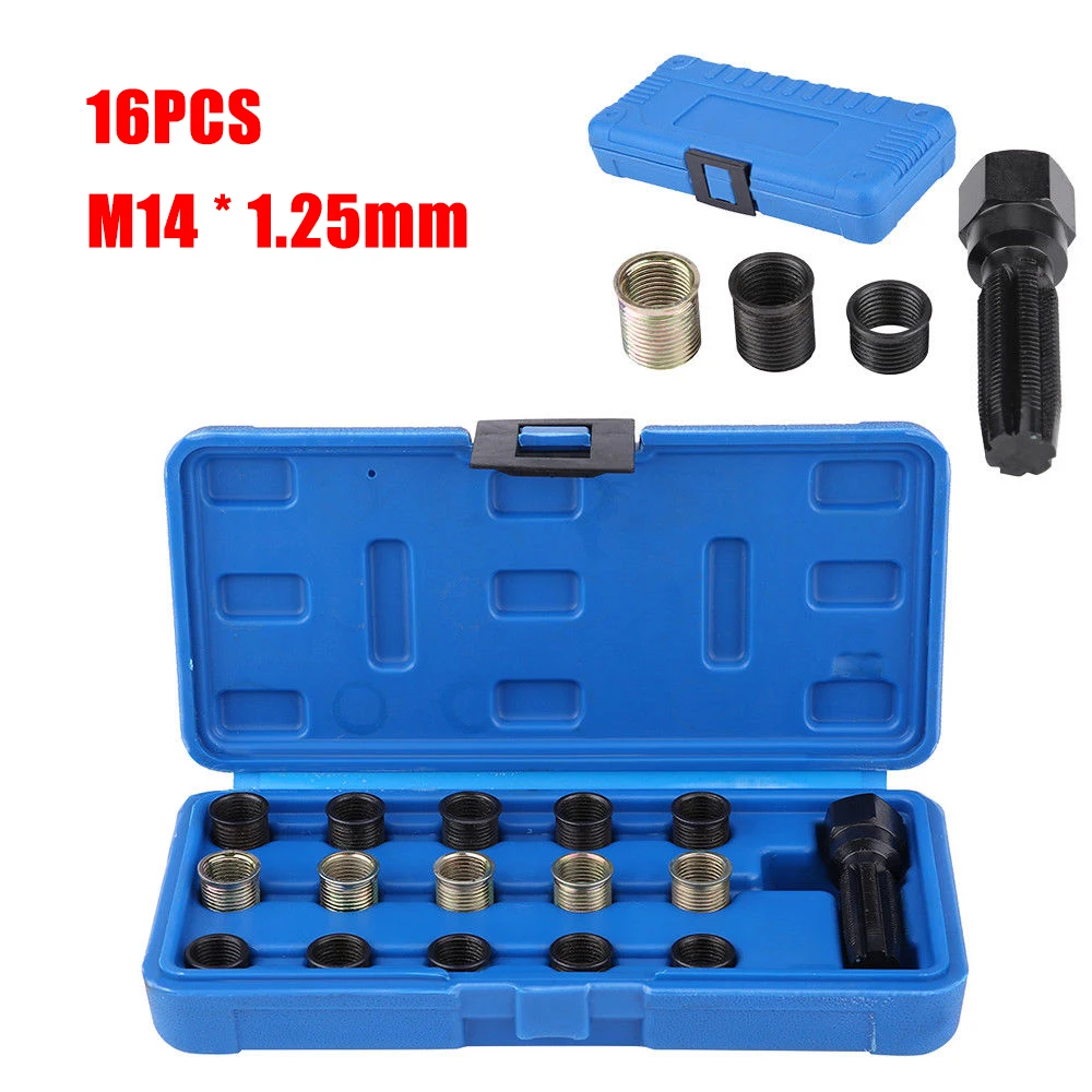 

16Pcs Spark Plug Thread Repair Tool Kit M16 M14 Threaded Coil Insert Car Styling