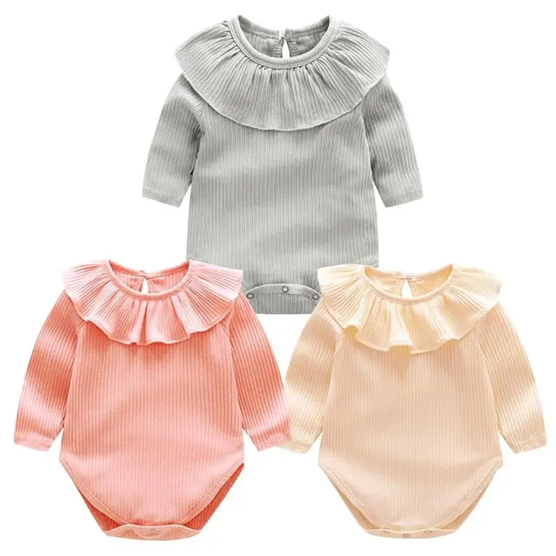 

Baby Girls Rompers Newborn Kids 2018 Winter Warm Princess Ruffle Collar Long Sleeve Sweet Infant Jumpsuit Clothes Christmas Wear
