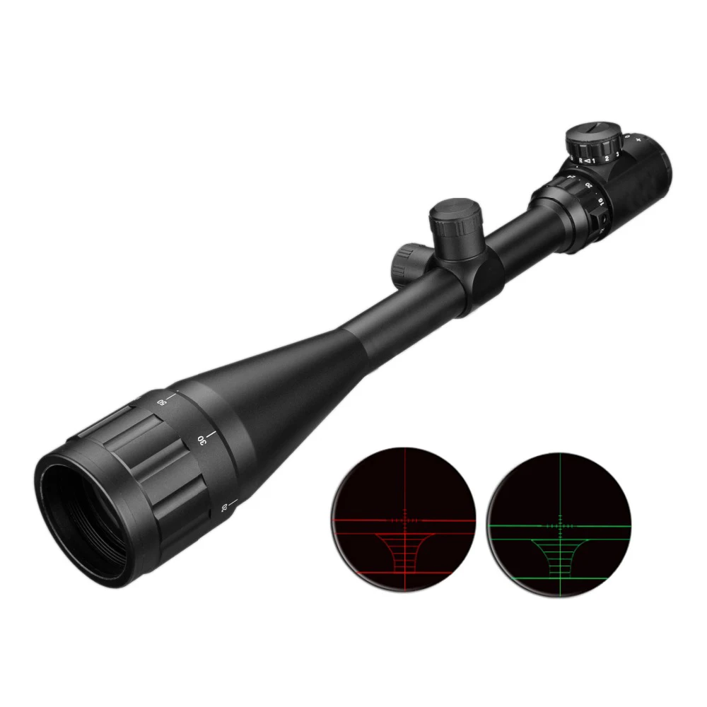 

Rifle Dot Light Hunting Riflescope Adjustable 6-24x50 Aoe Reticle Tactical Scope Red Optical Green