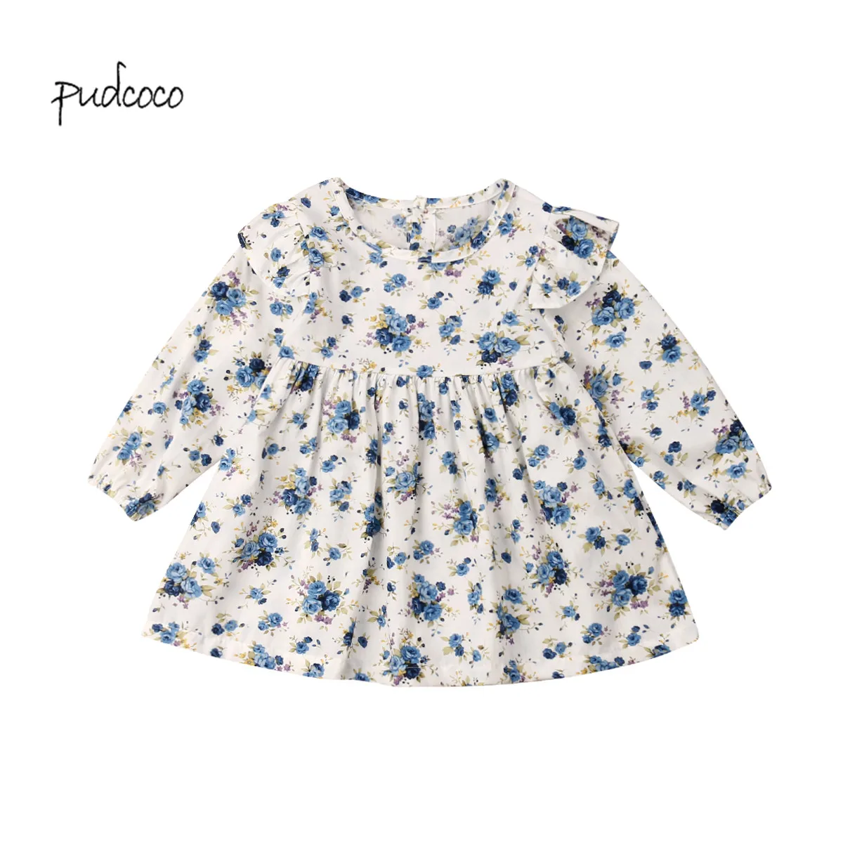 

Pudcoco New Brand Kid Baby Girl Dress Long Sleeve Floral Party Dress Toddler Dress