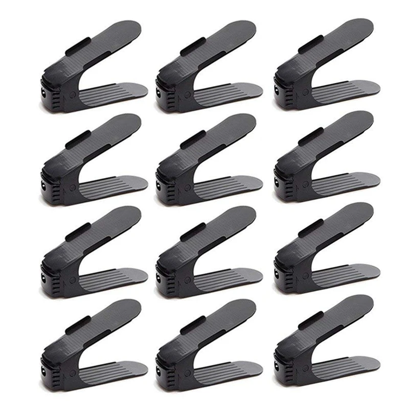 Adjustable Shoe Organizer-Shoe Slot Space Saver Rack Holder (12 Pcs-Black) | Дом и сад