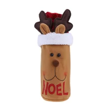 1 pcs Cartoon Elk Wine Bottle Cover Bag Christmas Dinner Xmas Table Decor Cute Christmas Gift elk