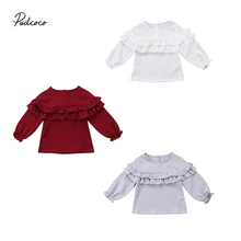 Новинка года; блузка для девочек; пуловер с длинными рукавами для новорожденных девочек; однотонная блузка с оборками; одежда в стиле бохо; рубашка; топы