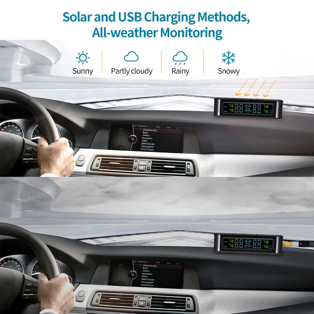 ZEEPIN C220 система контроля давления в шинах Солнечная TPMS Голосовая сигнализация
