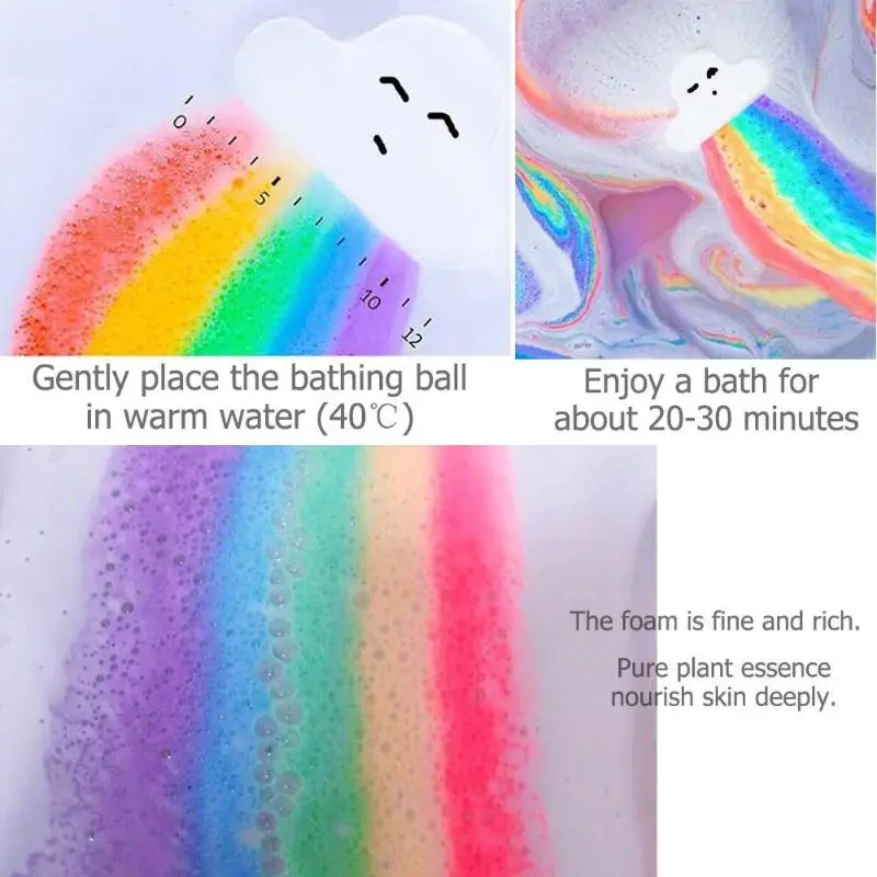

Cloud Rainbow Bath Salt Exfoliating Moisturizing Skin Care Natural Bubble Bath Bombs Ball Essential Oil Bathing Ball