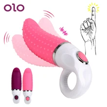OLO Oral Licking Tongue Vibrators Dildo G-spot Vibrator 12 Speeds Sex Toys for Woman Vagina Massager with Finger Ring