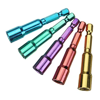 

5pcs Alloy Steel Hex Magnetic Nut Setters 65mm Sleeve Adapter Screw Nut Drill Bit Wrench Socket Adapter