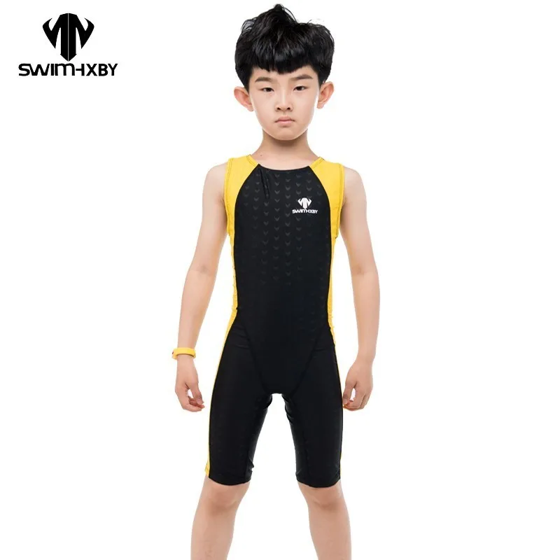 HXBY Professional Swimsuit Boy One Piece Children Boys Sport Swimwear