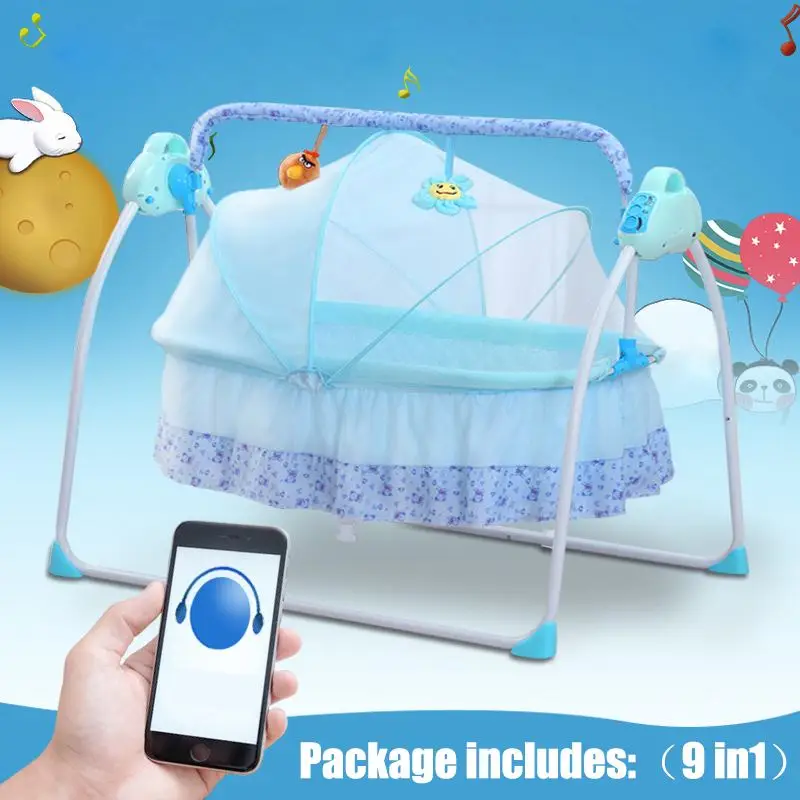 Electric Big Space Baby Crib Cradle Infant Rocker Auto Swing Sleep