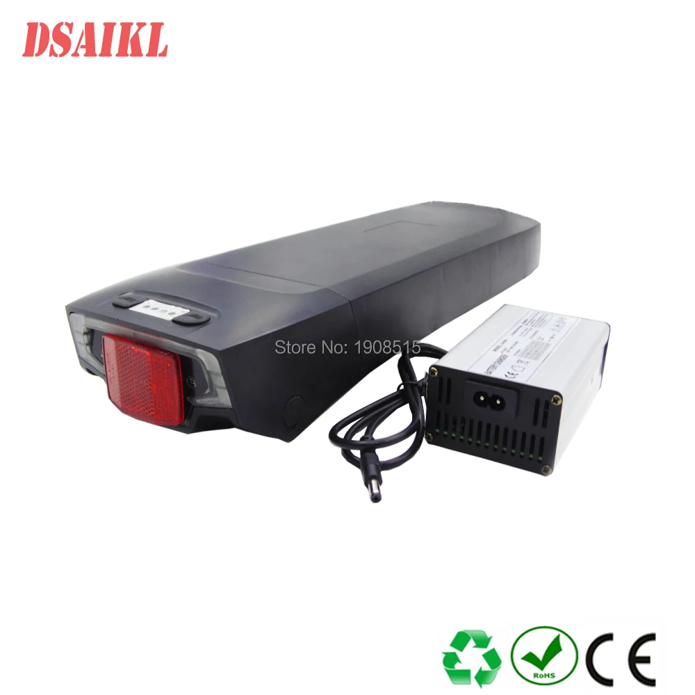 Coupon Price of  Free shipping 500W ebike rear rack battery pack 36V 17.5ah electric bicycle luggage li-ion battery 