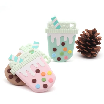 

Silicone Beads DIY Teething Baby Teether Milk Tea Funny Cute Colorful Oral Care Bite Chew Newborn Safe Food Grade Crafts Pendant