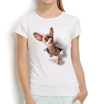 

cute cane corso dog break out vivid 3d tshirt women 2018 new white casual breathable t shirt femme Chihuahua funny t-shirt