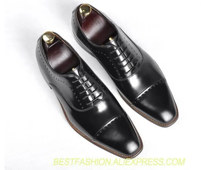 

Handmade dress shoes men lace up genuine leather wedding groom patchwork formal business oxfords Goodyear sewing derby shoes